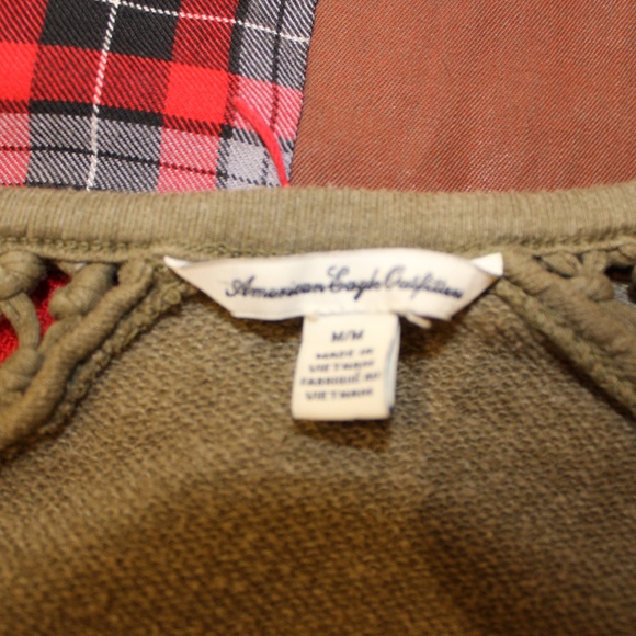 Forest Green Fringe Knot Off the Shoulder Pullover - Picture 5 of 6